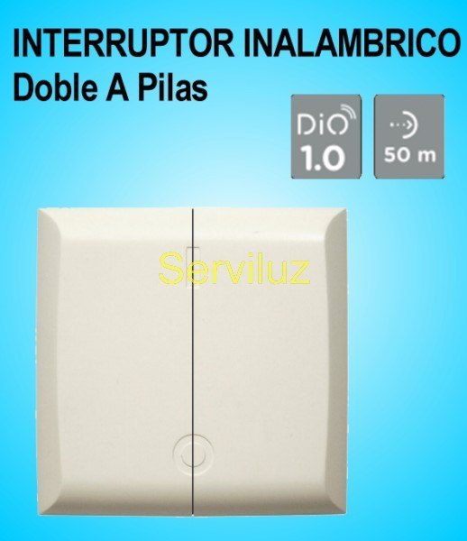 Interruptor Inalámbrico Doble a Pilas para pared DIO Interruptor Inalámbrico Doble a Pilas para pared DIO